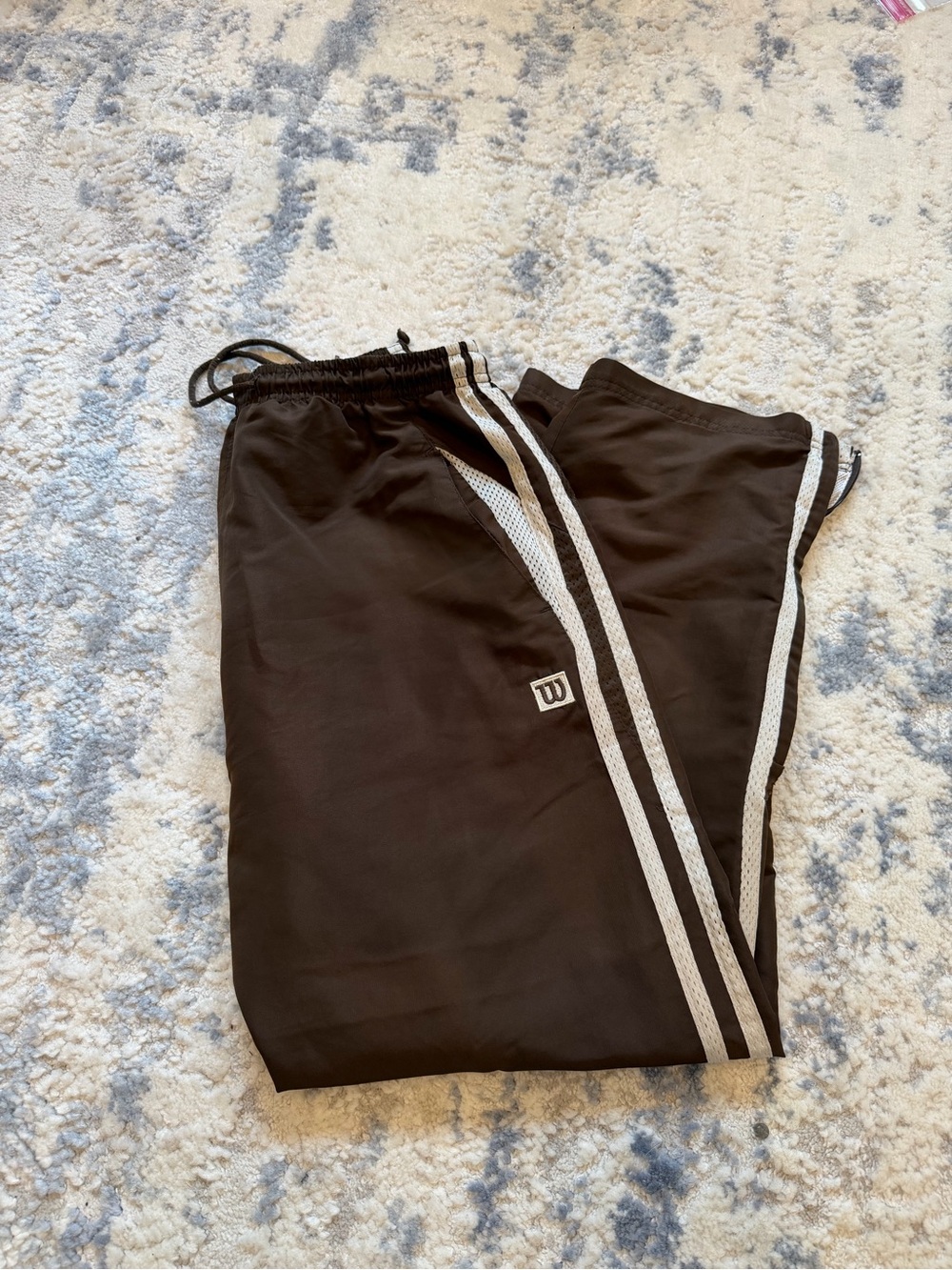 Wilson BrownAthletic Track Pants with White Stripes